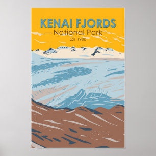 Poster Parque Nacional do Kenai Fjords Harding Icefield