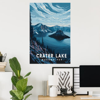 Poster Parque Nacional do Lago Cratera: Um Oásis Azul
