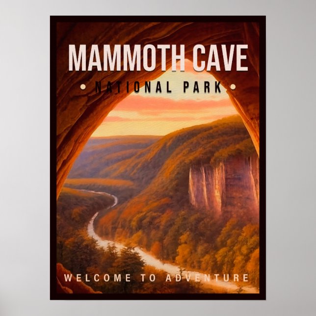 Poster Parque Nacional do Mammoth Cave Kentucky Vintage (Frente)