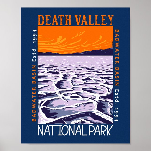 Poster Parque Nacional do Vale da Morte Bacia de Badwater (Frente)