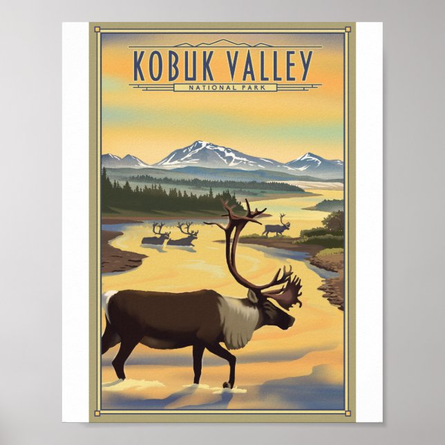 Poster Parque Nacional do Vale do Kobuk Litho Trabalho de (Frente)