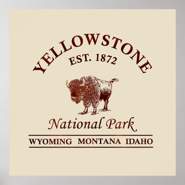 Poster Parque Nacional do Yellowstone Wyoming (Frente)