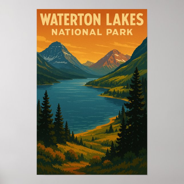 Poster Parque Nacional dos Lagos Waterton (Frente)