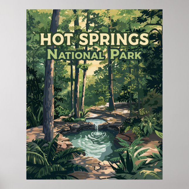 Poster Parque Nacional dos Primaveras Quentes - Arkansas  (Frente)