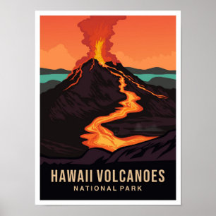 Poster Parque Nacional dos Vulcões do Havaí EUA Viagem
