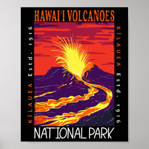 Poster Parque Nacional dos Vulcões do Havaí Vulcão Kilaue