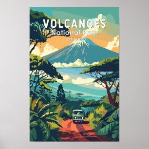 Poster Parque Nacional dos Vulcões Rwanda Viagem Arte Vin