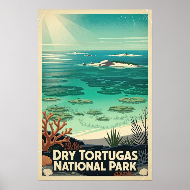 Poster Parque Nacional Dry Tortugas Retro (Frente)
