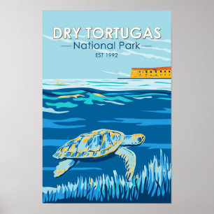 Poster Parque Nacional Dry Tortugas Tartaruga Vintage
