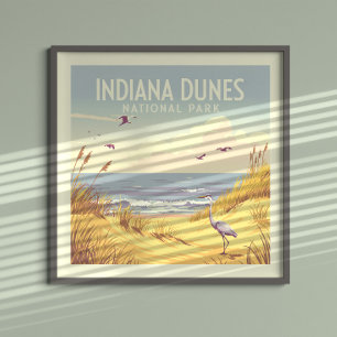 Poster Parque Nacional Dunas de Indiana Antigo