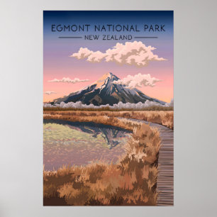 Poster Parque Nacional Egmont Cartaz de Viagens Nova Zelâ