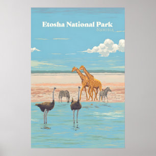 Poster Parque Nacional Etosha Namíbia África Cartaz de Vi