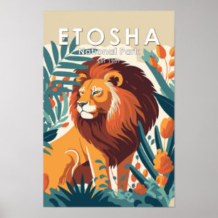 Poster Parque Nacional Etosha Namíbia Vintage