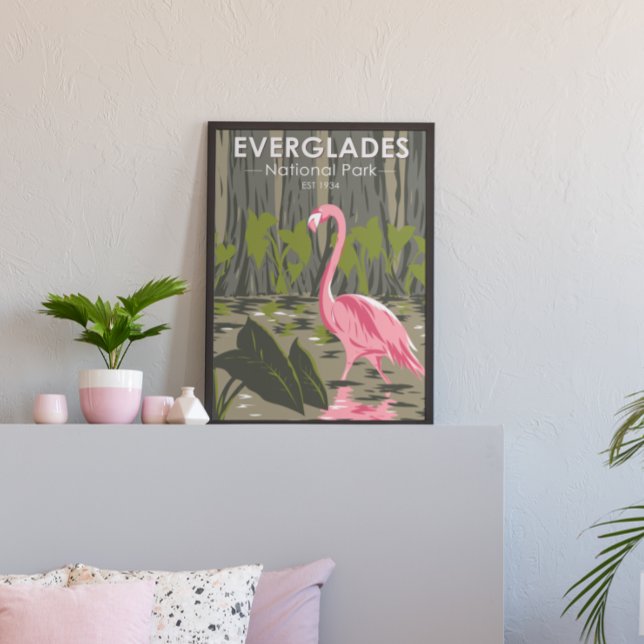 Poster Parque Nacional Everglades Flamingo Vintage, Flami (Criador carregado)