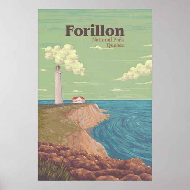 Poster Parque Nacional Forillon Quebec Canadá Cartaz de V (Frente)