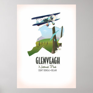 Poster parque nacional Glenveagh Irlanda mapa do Condado