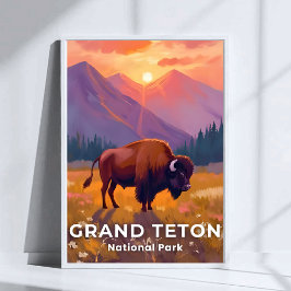 Poster Parque Nacional Grand Teton | Bison Viagem Wyoming