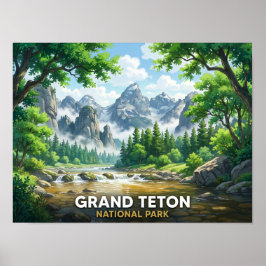Poster Parque Nacional Grand Teton | Paisagem de Anime