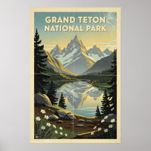 Poster Parque Nacional Grand Teton Retro