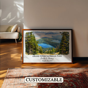 Poster Parque Nacional Grand Teton Wyoming, Aquarela