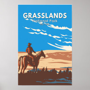 Poster Parque Nacional Grasslands Canadá Viagem Arte Vint