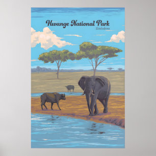 Poster Parque Nacional Hwange Zimbábue África Cartaz de V