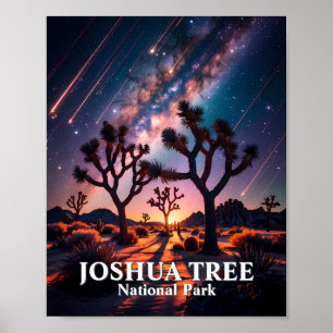 Poster Parque Nacional Joshua Tree Céu Noturno Via Láctea