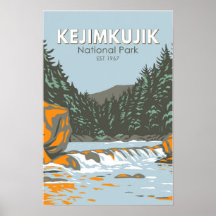 Poster Parque Nacional Kejimkujik Canadá Arte Vintage