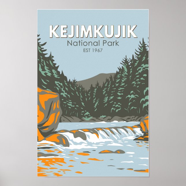 Poster Parque Nacional Kejimkujik Canadá Vintage Art (Frente)