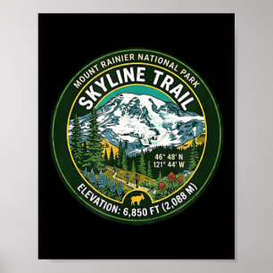 Poster Parque nacional montanha rainier trilha skyline vi