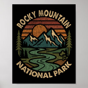Poster Parque Nacional Montanhas Rochosas Pôr do Sol Retr