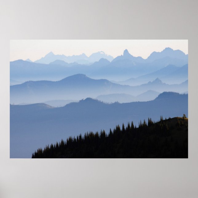 Poster Parque Nacional Monte Rainier | Montanhas Cascata (Frente)