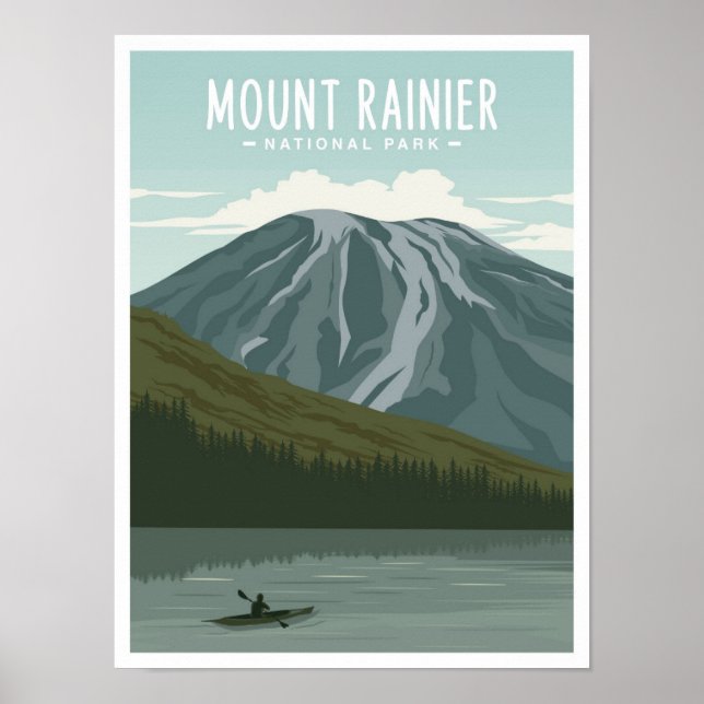 Poster Parque Nacional Mount Rainier Viagem Washington (Frente)
