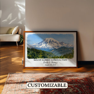 Poster Parque Nacional Mount Rainier Washington Aquarela