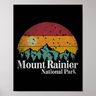 Poster Parque Nacional Mt Mount Rainier Estilo Retro Cami