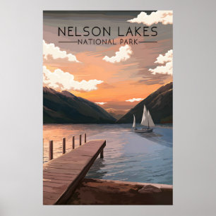 Poster Parque Nacional Nelson Lakes Nova Zelândia Viagem