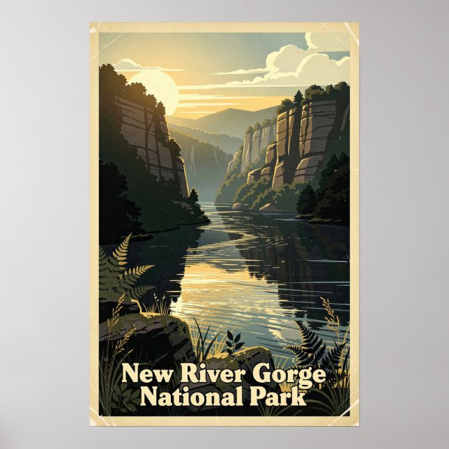 Poster Parque Nacional New River Gorge Retro (Frente)