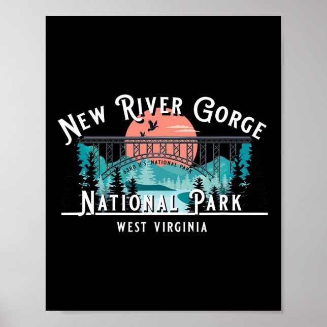 Poster Parque Nacional New River Gorge West Virginia EUA  (Frente)