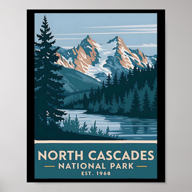 Poster Parque Nacional North Cascades Acampamento Vintage (Frente)