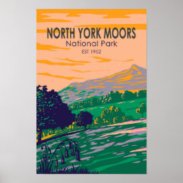 Poster Parque Nacional North York Moors Inglaterra Vintag