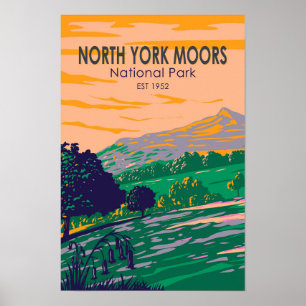 Poster Parque Nacional North York Moors Inglaterra Vintag