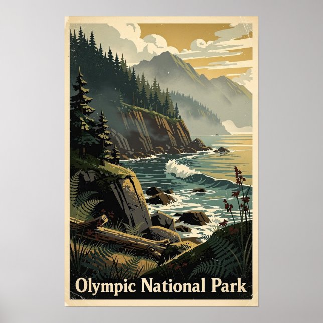 Poster Parque Nacional Olímpico Retro (Frente)