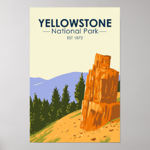 Poster Parque Nacional Petrificado de Yellowstone Vintage