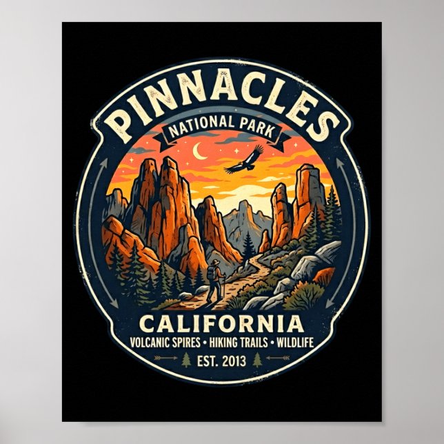 Poster parque nacional Pinnacles california caminhada ret (Frente)