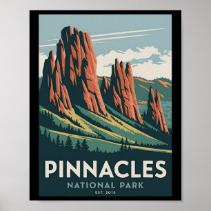 Poster Parque Nacional Pinnacles Caminhada Camping Vintag