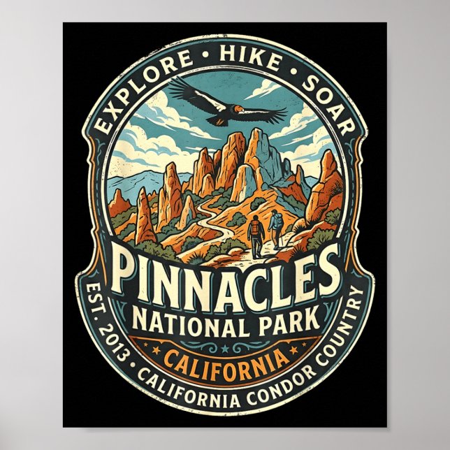 Poster parque nacional Pinnacles condor da califórnia e (Frente)