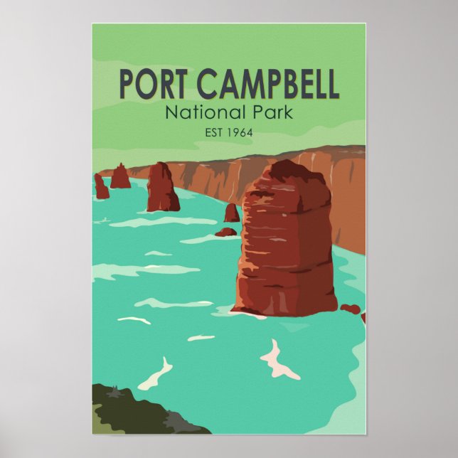 Poster Parque Nacional Port Campbell Austrália Vintage  (Frente)