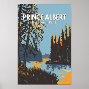 Poster Parque Nacional Prince Albert Canadá Viagem Vintag