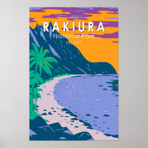 Poster Parque Nacional Rakiura Nova Zelândia Vintage