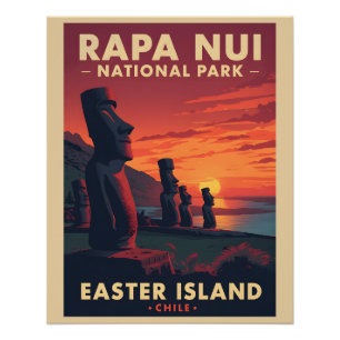 Póster Parque Nacional Rapa Nui - Chile - Ilha Páscoa